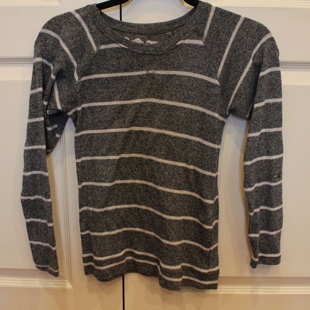 Girl's Poof Gray and White Striped Long Sleeve